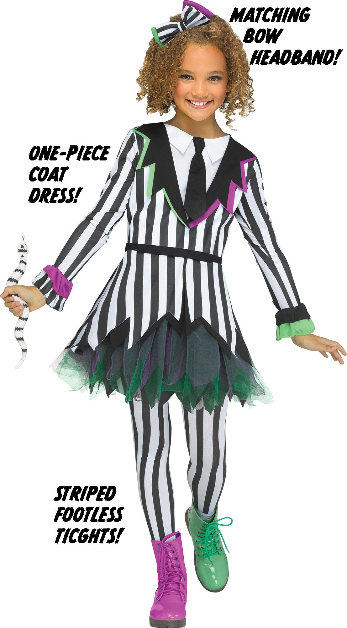 Giddy Ghostie Beetlejuice Horror Dress Child Costume X-Large 12-14