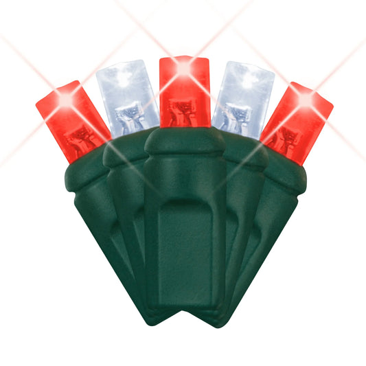 LED Mini Lights 5MM Red/Cool White Twinkle Green Wire - 6" Spacing