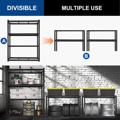 BILT HARD 46" W x 24" D x 72" H Heavy Duty Garage Shelving, 4-Tier Industrial Metal Shelving Units with Adjustable Shelf, Steel Utility Shelves for Warehouse, Garage, Black
