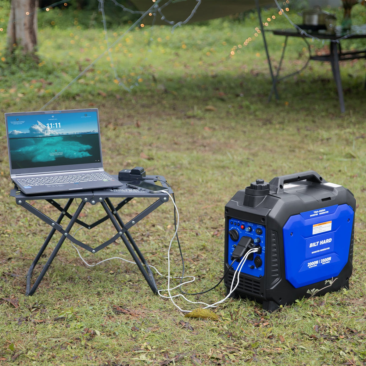 BILT HARD 2500W Portable Inverter Generator – Quiet 80cc 4-Stroke Ducar® Engine, CO Sensor, 120V AC & 12V DC, Compact Backup Power for Camping, RV, Home