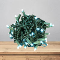 LED Mini Lights 5MM Aqua Static Green Wire - 6" Spacing