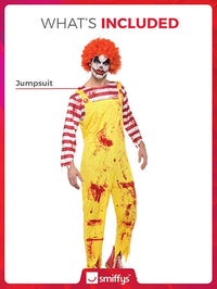 Kreepy Killer Clown Costume, Yellow & Red