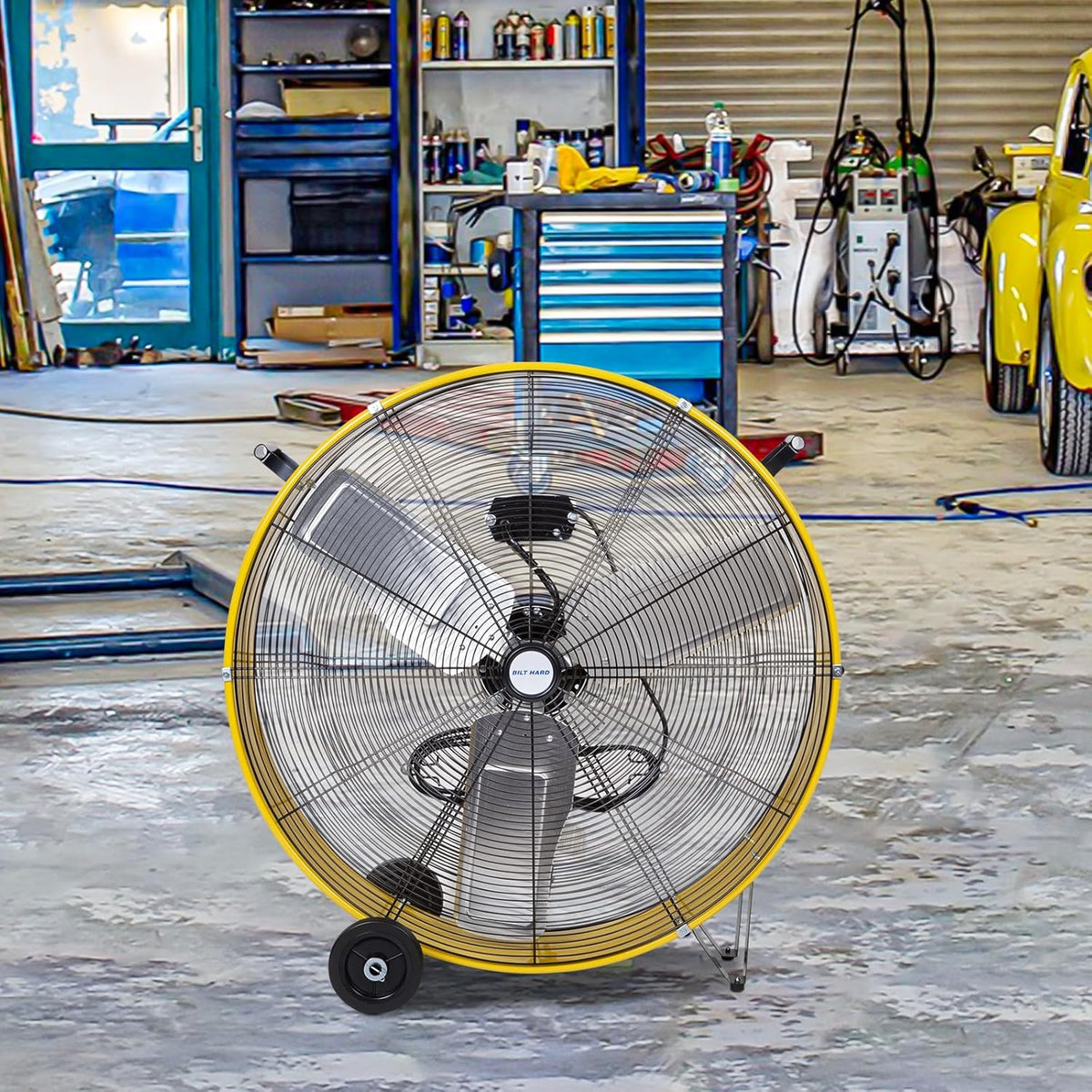 BILT HARD 30" 13000 CFM High Velocity Drum Fan: 2-Speed Heavy Duty Industrial Fan, UL Listed (Yellow)