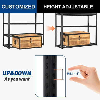 BILT HARD 46" W x 24" D x 72" H Heavy Duty Garage Shelving, 4-Tier Industrial Metal Shelving Units with Adjustable Shelf, Steel Utility Shelves for Warehouse, Garage, Black