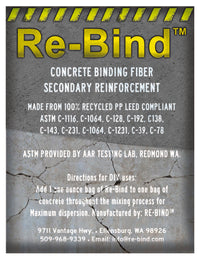 Re-Bind, Concrete Binding Fiber, Secondary Reinforcement, 6 One Ounce Bags