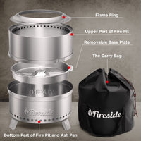 Pluto R19-SS Smokeless Outdoor Fire Pit -  Stainless Steel
