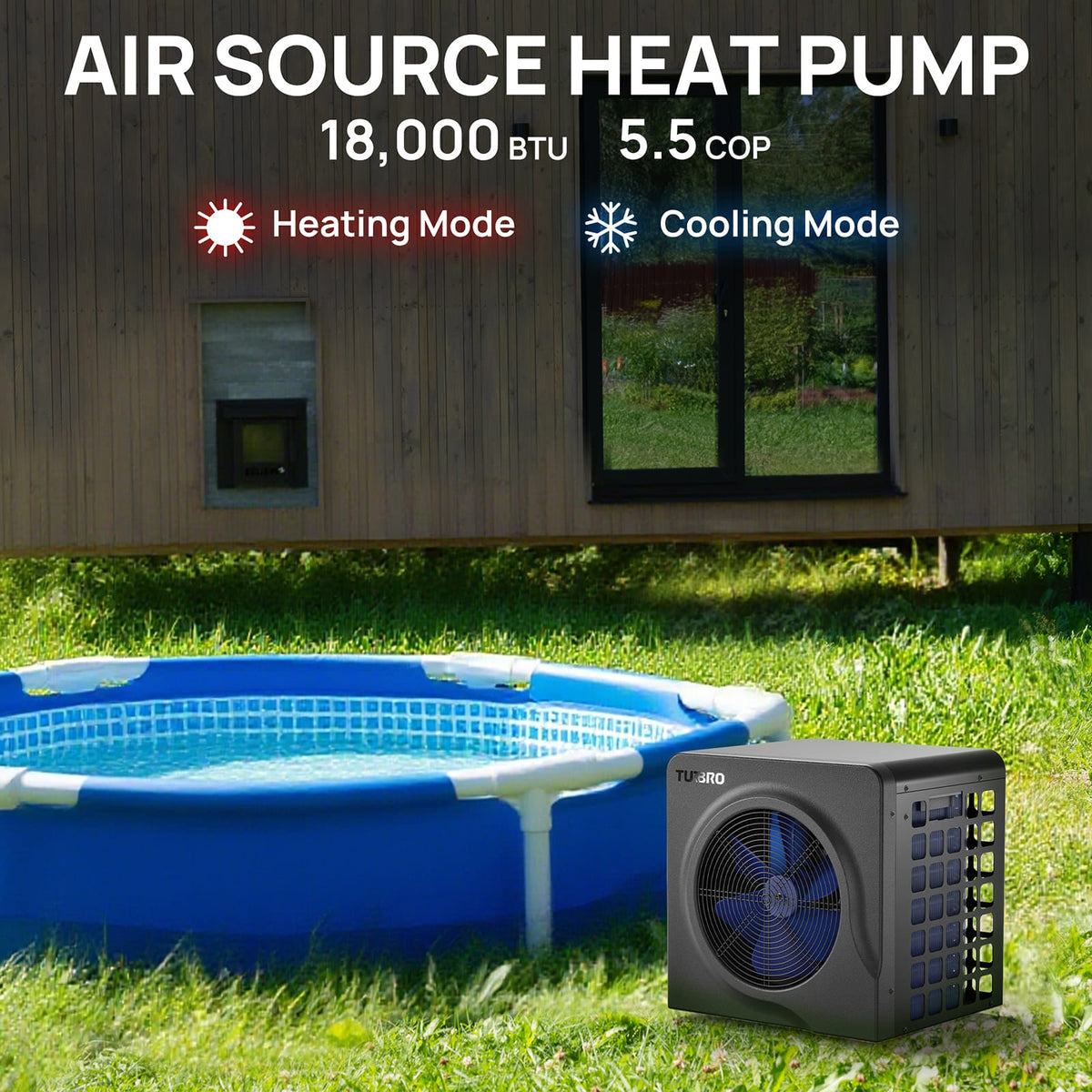 Manatee Non-Inverter Pool Heat Pump, 18K/20K BTU