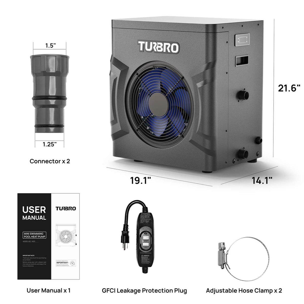 Manatee Non-Inverter Pool Heat Pump, 18K/20K BTU