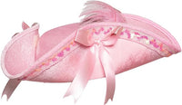 Pink Tri-Corner Pirate Victorian Costume Hat With Bows and Feather Adults