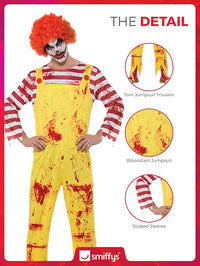 Kreepy Killer Clown Costume, Yellow & Red