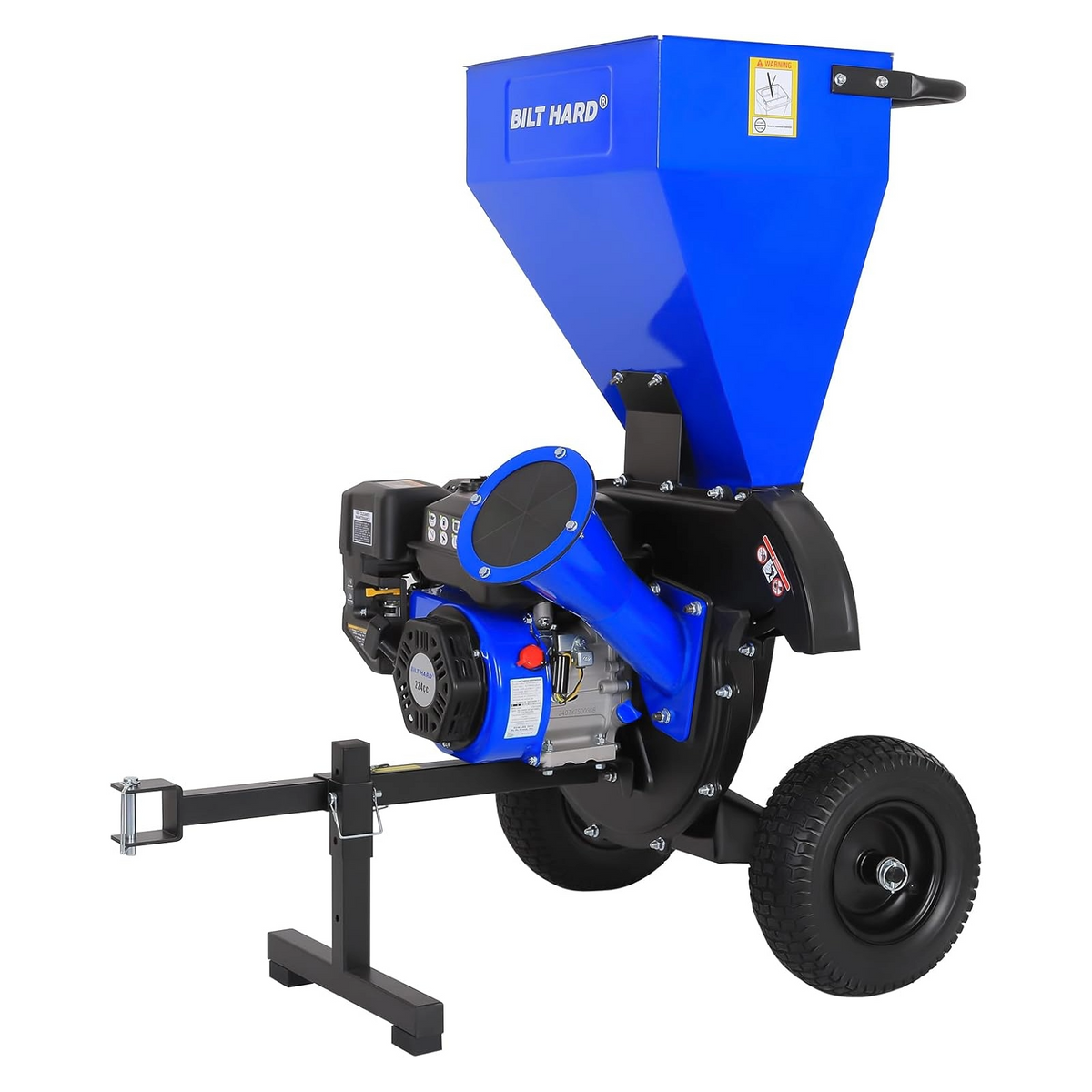 BILT HARD 224cc 7.5hp Gas Powered Wood Chipper with Tow Hitch