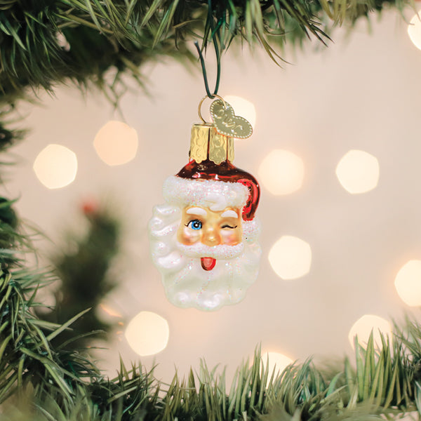 Mini Winking Santa Ornament