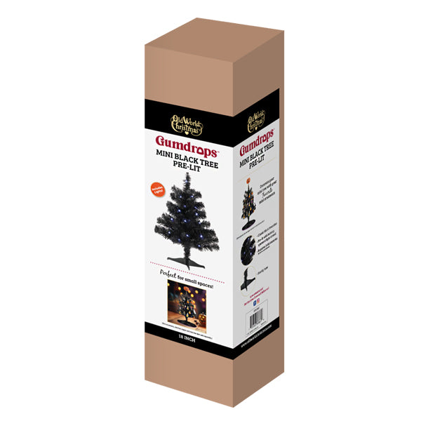 18" Mini Black Tree Pre-lit