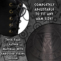 Adult Faux Leather Cuff Bracelet Embossed Black Viking Arm Guards Costume Accessories