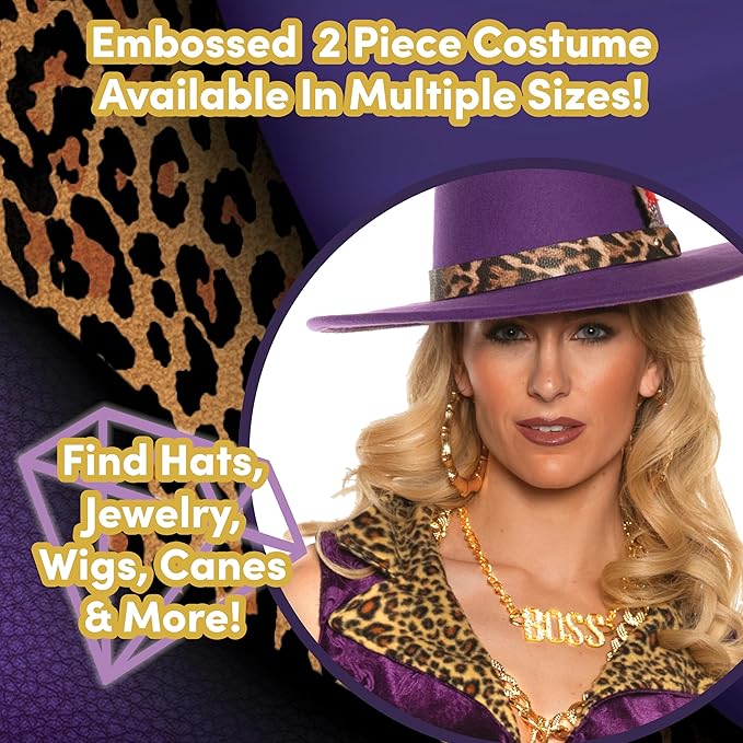 Sexy Velvet Pimp 70's Retro Disco Women Purple Dollars & Dreams Costume