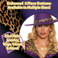 Sexy Velvet Pimp 70's Retro Disco Women Purple Dollars & Dreams Costume