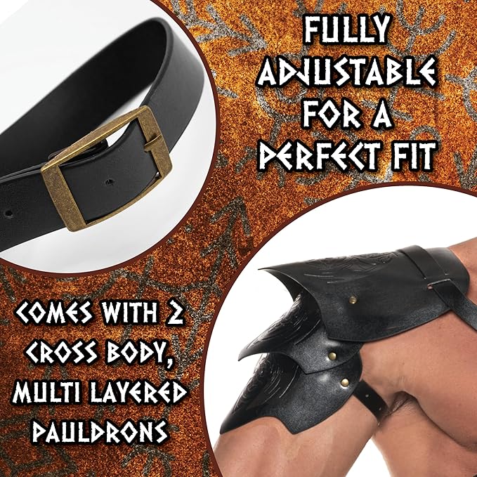 Adult Faux Leather Shoulder Armor Pauldron Viking Pirate Costume Accessories