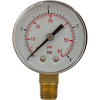 0-60 PSI Pressure Test Gauge, Bottom Mount