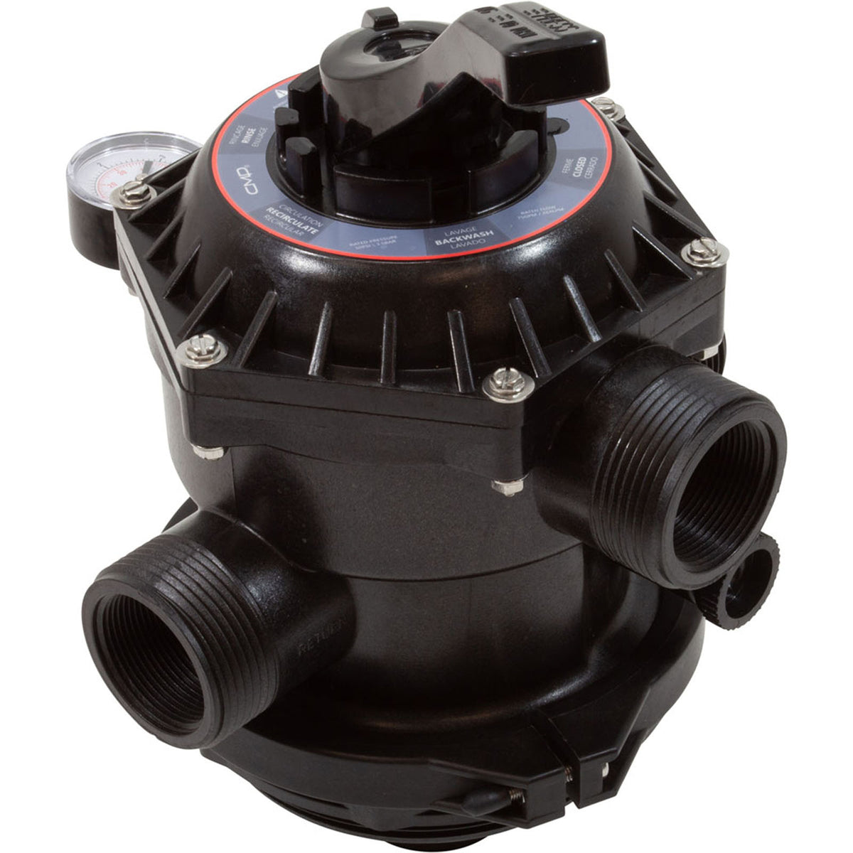Multi-Port 1.5In Fpt Valve Black T/M Sand With Clamp, 6" But