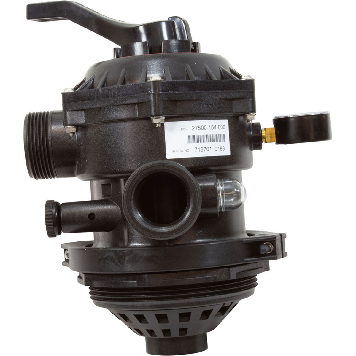 Vanne multiport 1,5 po Fpt noire T/M sable avec pince, 6 po mais