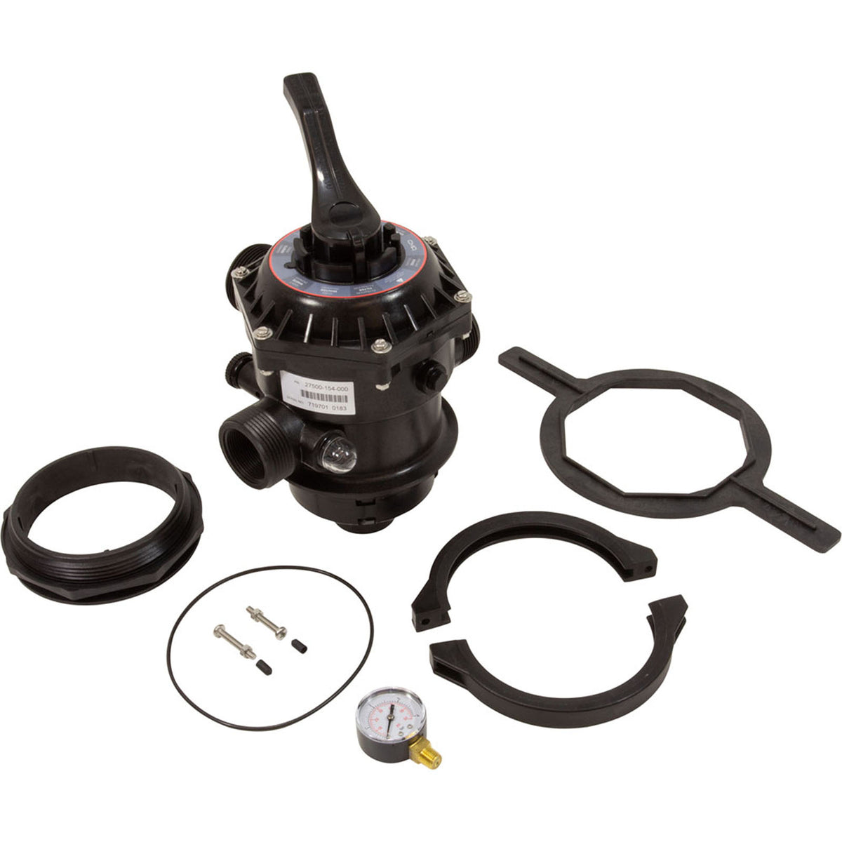 Multi-Port 1.5In Fpt Valve Black T/M Sand With Clamp, 6" But