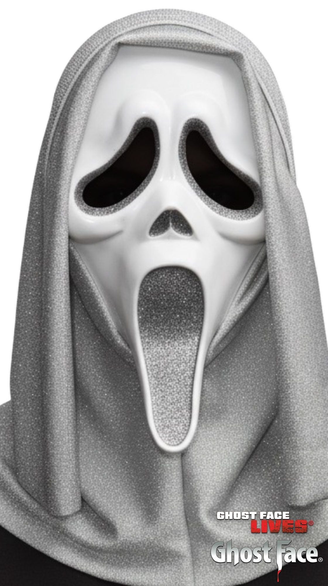 Fun World Scream Ghost Face Glitter Costume Mask Pink, Purple, Green, Silver