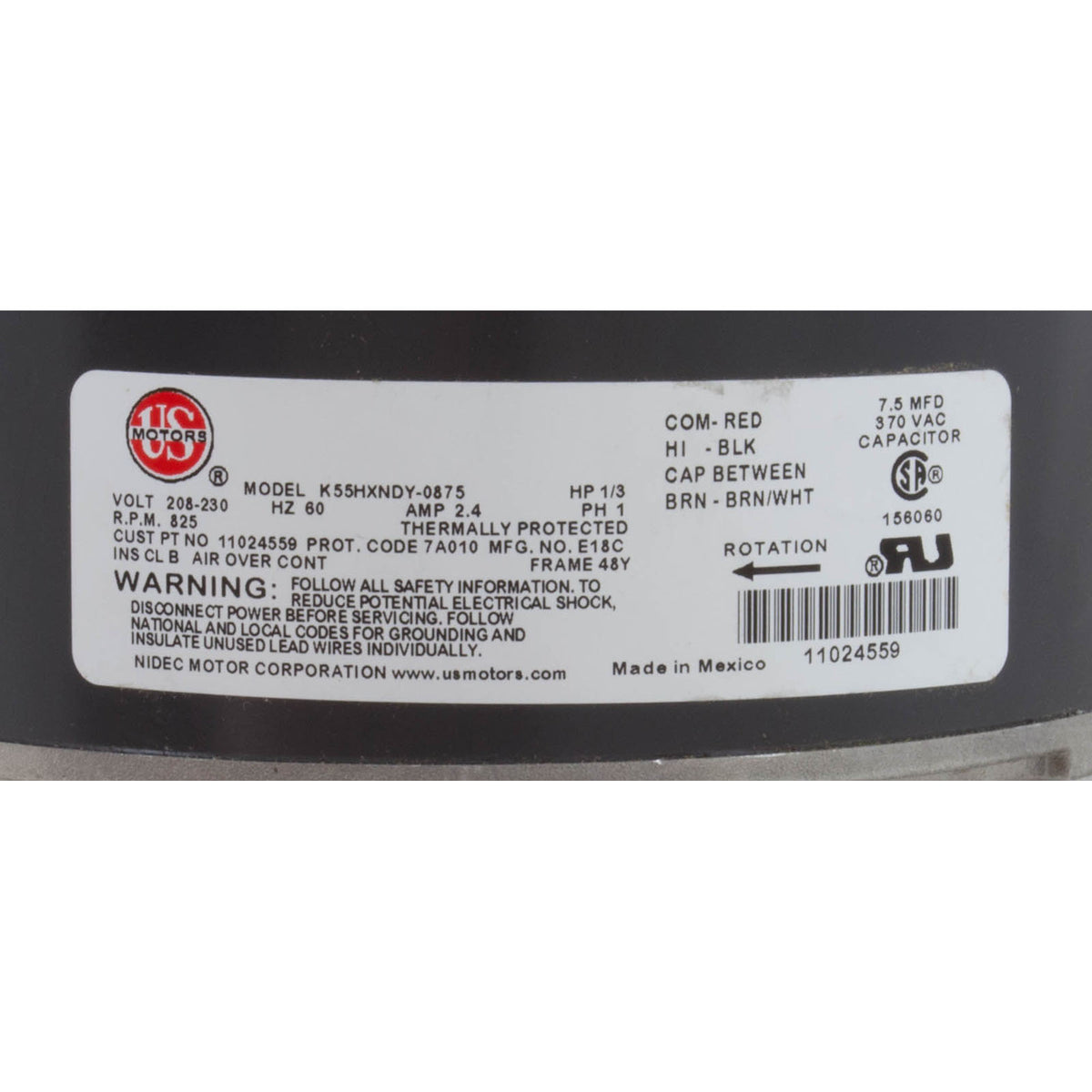Motor-Fan, 1/3 Hp, 825 Rpm
