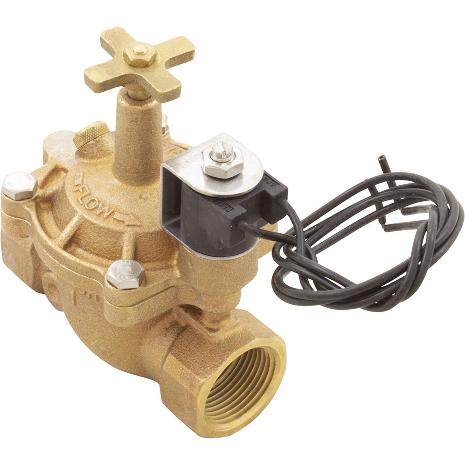 Jandy Pro Series 1" Brass Coil Valve, 24V Solenoid With Flo