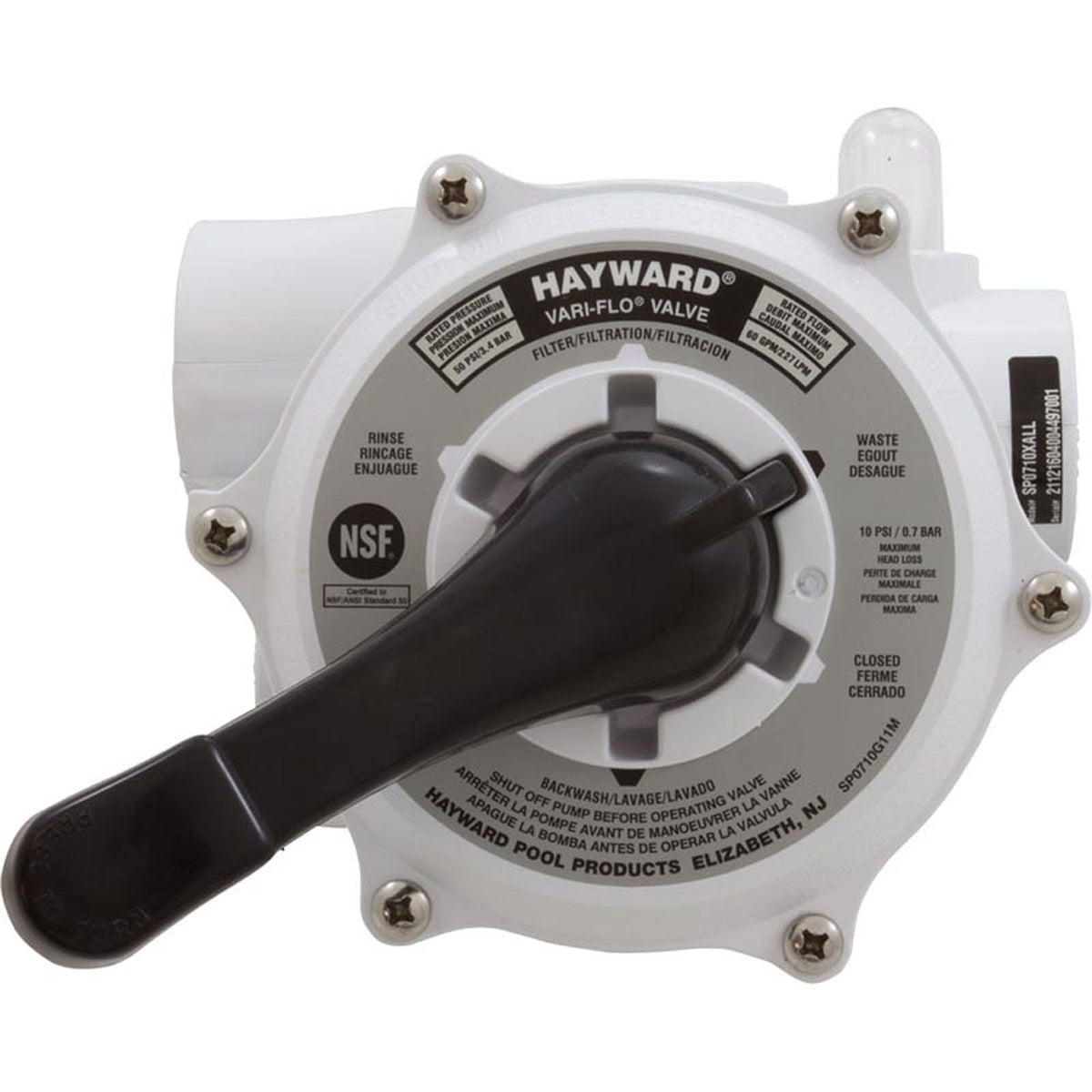 Hayward VariFlo Multiport Valve, 1-1/2"fpt, 6 Position