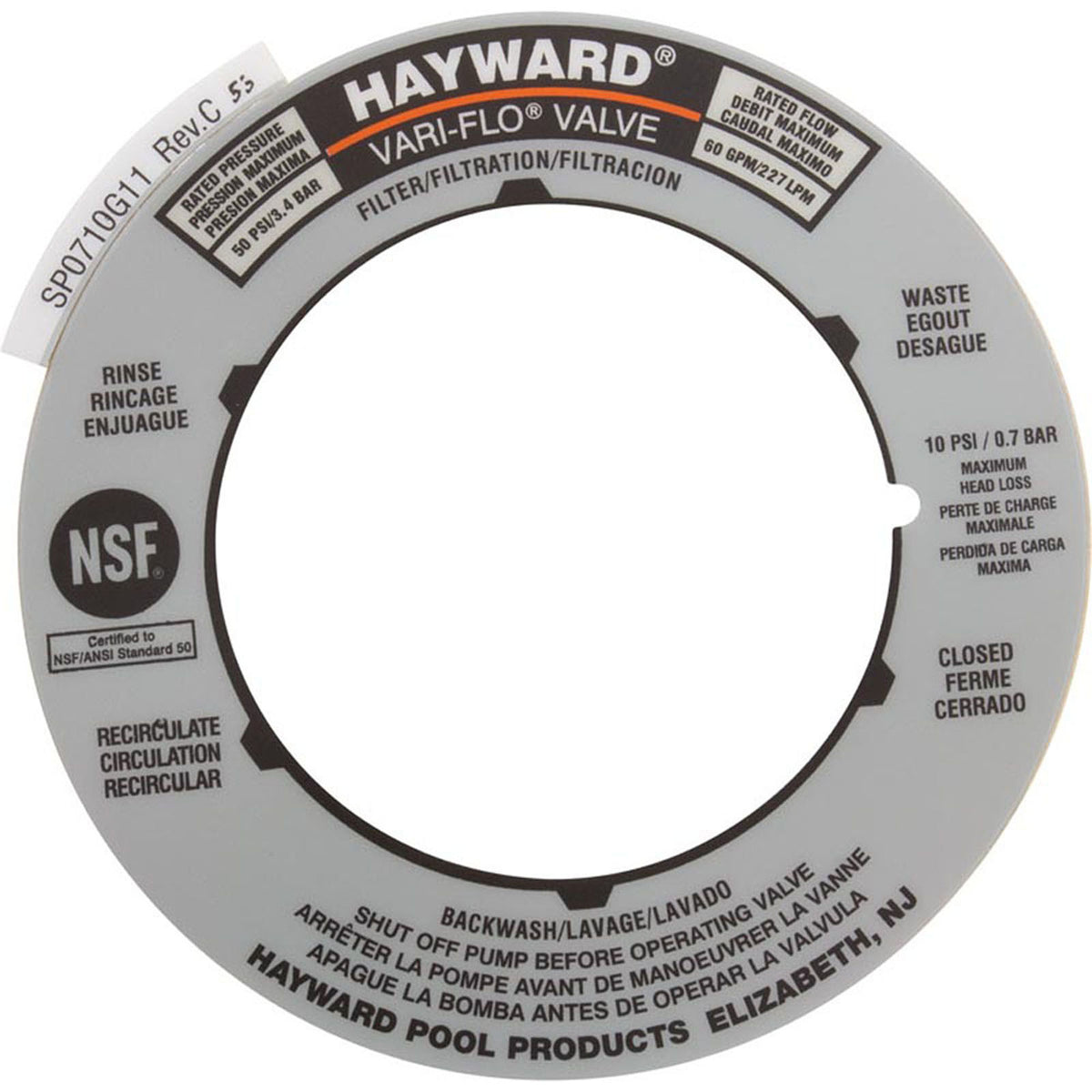 SPX0710G label plate replacement for multiport valve