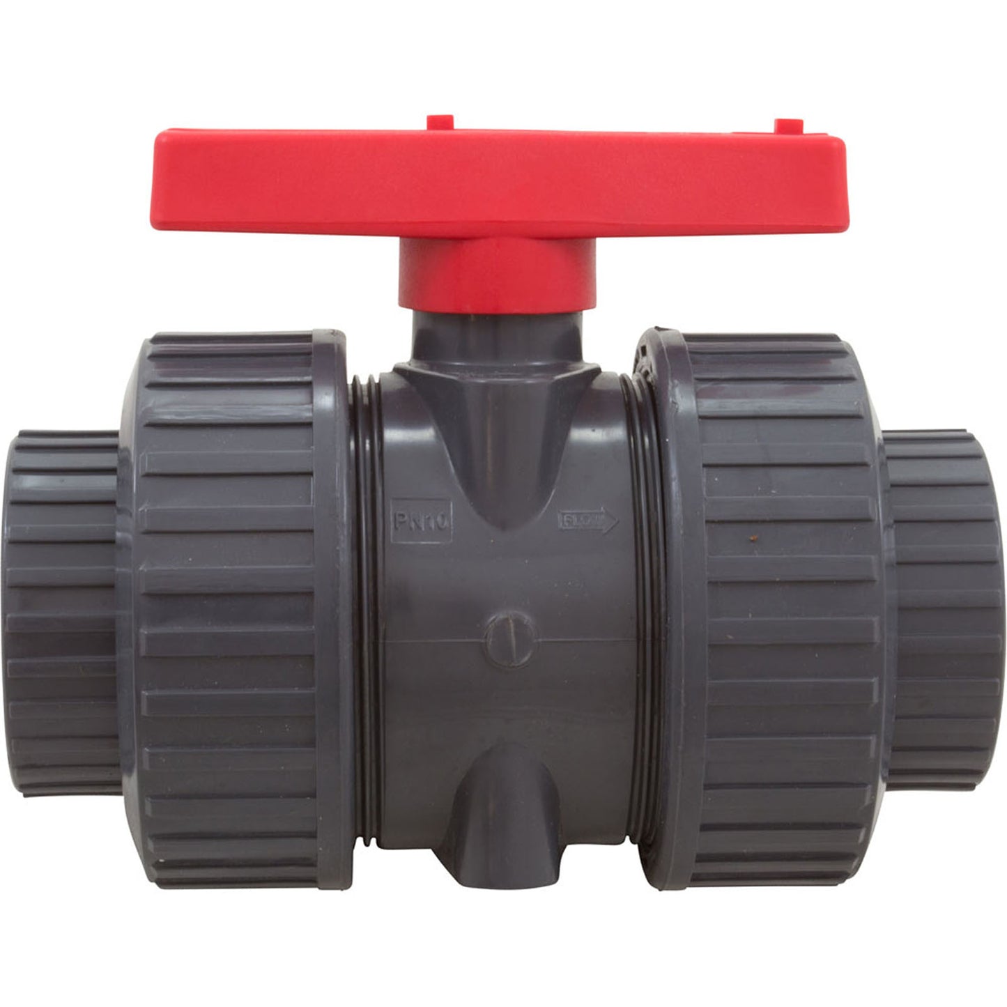 Válvula esférica True Union gris de 2" de PVC y EPDM con rosca interior y exterior