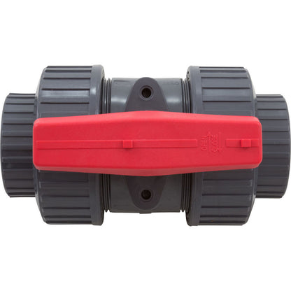 Válvula esférica True Union gris de 2" de PVC y EPDM con rosca interior y exterior