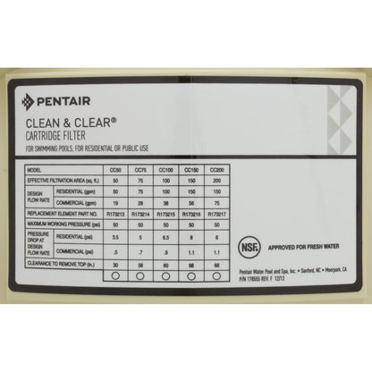 Tank Lid, Pentair American Products CLN/CLR 50/100, Almond