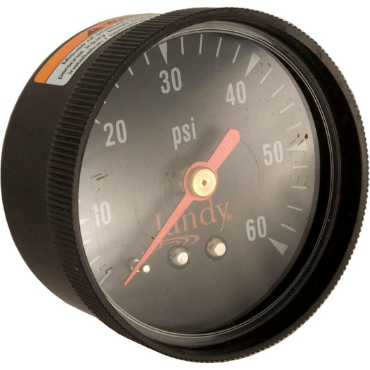 Pressure Gauge, Zodiac Jandy, 1/4"mpt, 0-60psi, Back Mount