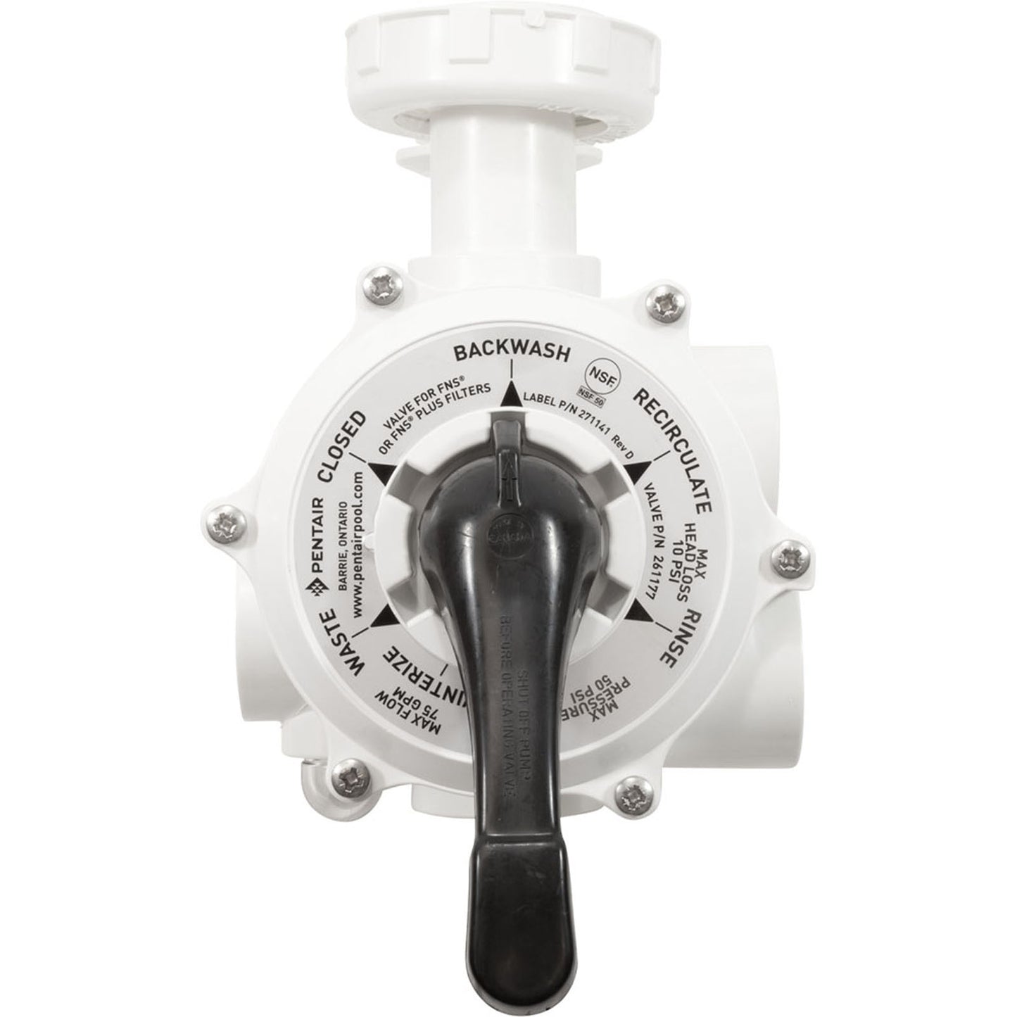 Pentair Multiport DE Valve, Side Mount, 1-1/2", w/Plumbing, Threaded, 261177