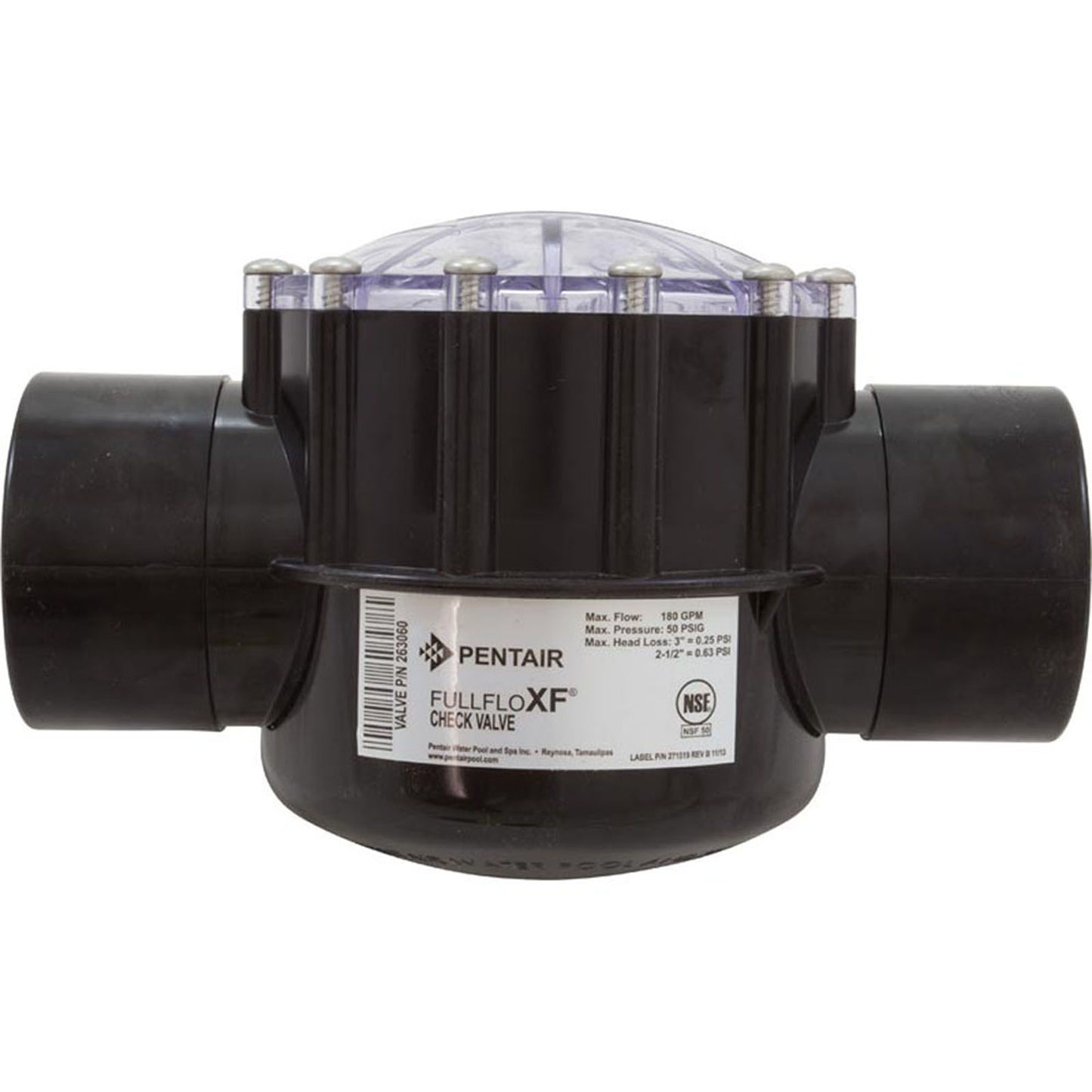 Check Valve, Pentair, 2-1/2"s/3"spg, 2-Way, Straight, CPVC