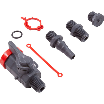 Ball Valve Kit, Praher, 1/4"mpt x 1/4"fpt, w/ Hose Fitting