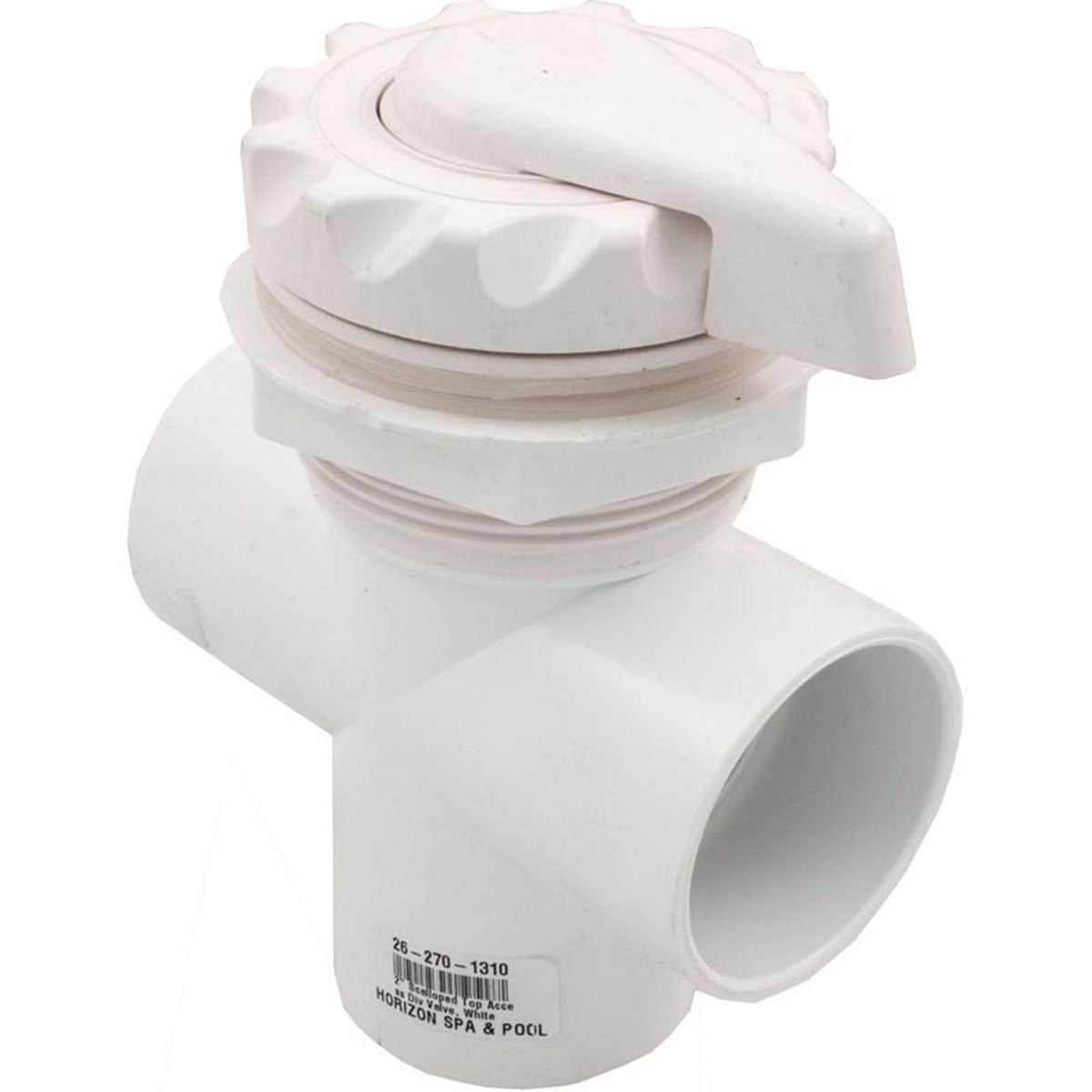 Diverter Valve, WW, 2", 2 Port, Top Mount, Scalloped, White