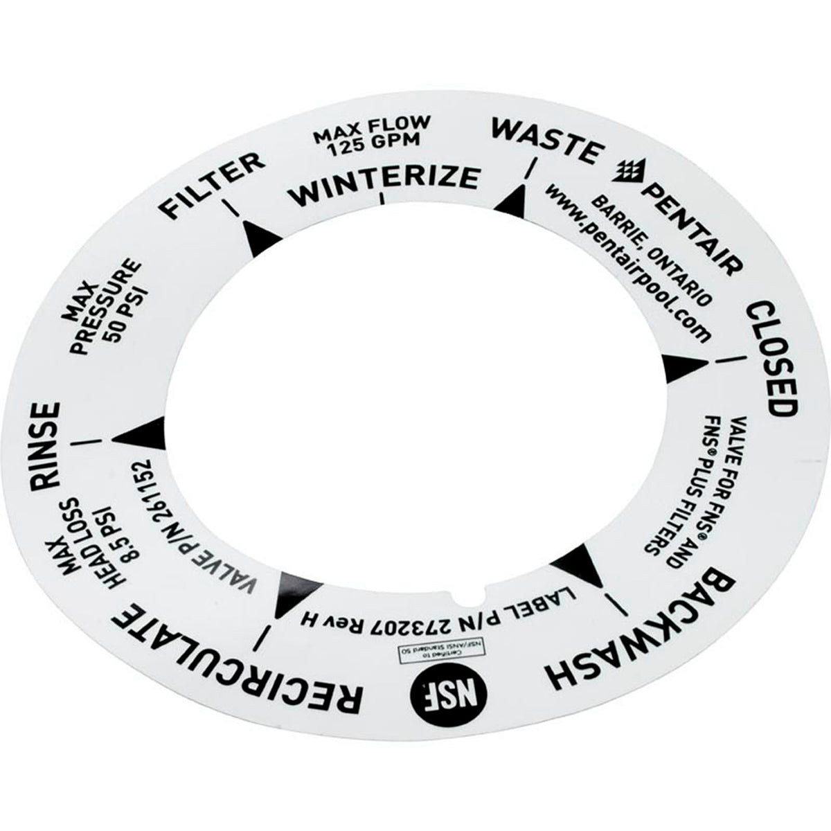 Decal, Pentair, Fits SM-20-2/SM2-PP2, 2"