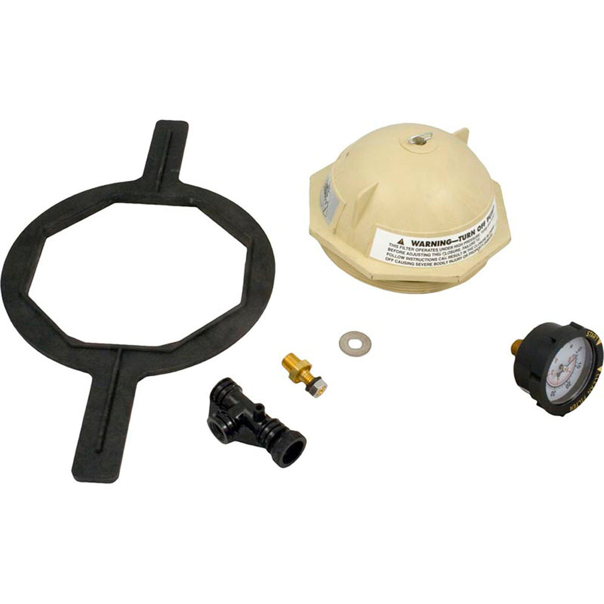 Tank Lid Kit, Pentair PacFab Triton II, 6" thd, Tan