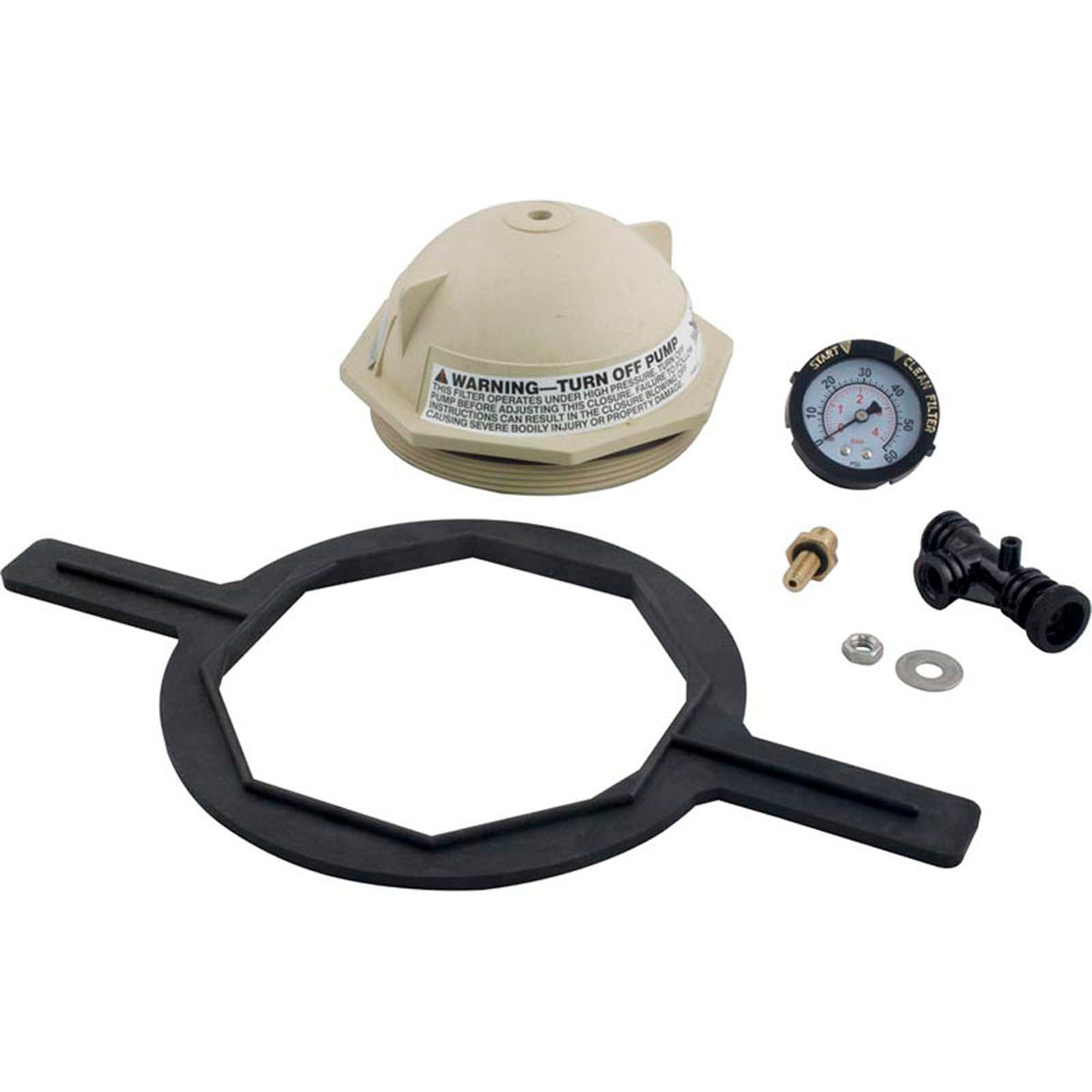 Tank Lid Kit, Pentair PacFab Triton II, 6" thd, Tan