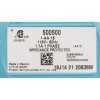 Pump, Submersible, Little Giant, 170 GPH, 70W, 18' Cord