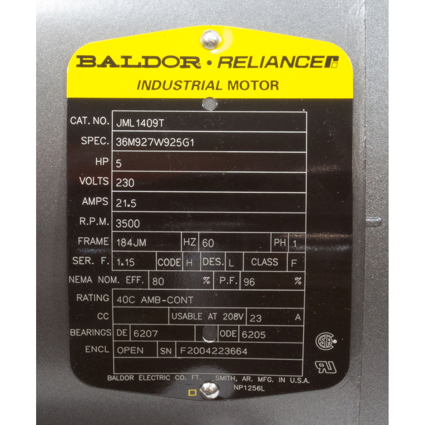 Motor Pentair serie C/CC/D, 5,0 hp, 230 V, 1 velocidad, chasis 184JM