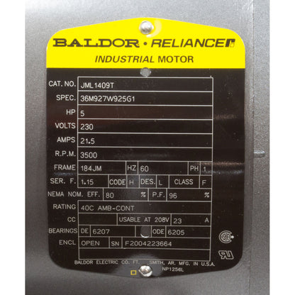 Motor Pentair serie C/CC/D, 5,0 hp, 230 V, 1 velocidad, chasis 184JM