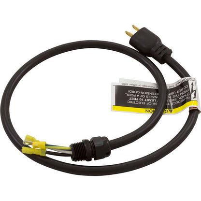 Power Cord, NEMA 15A, 3 foot, 3 Wire, with Strain Relief