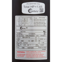 Motor, Century, 1.0hp, 115/208-230v, 1-Spd, 48Yfr, SQFL, Full