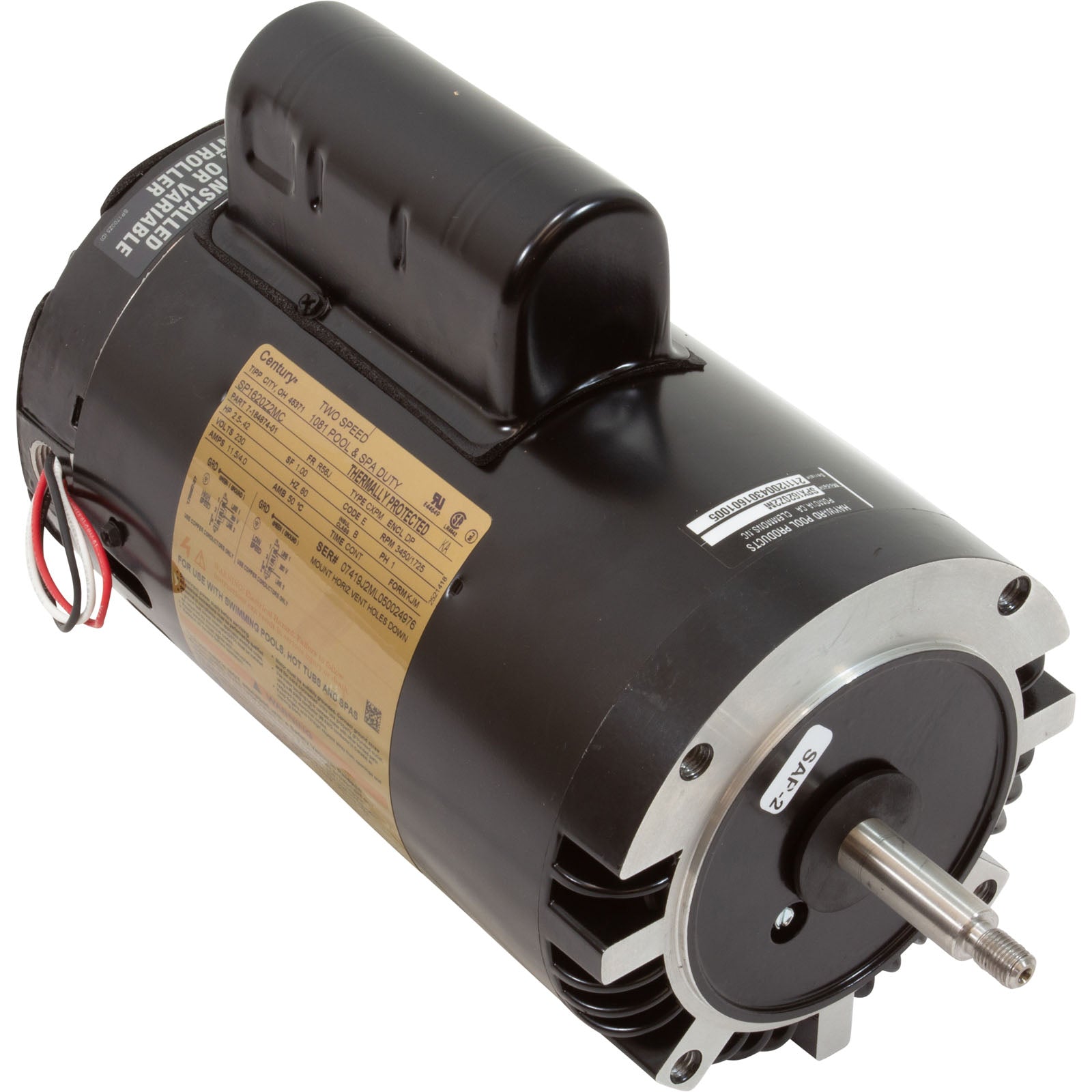 Motor, Hayward Super II, 2.5hp, 230v, 2-Spd, C-Face