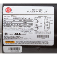 Motor, US Motor, 2.5 Horsepower, ThruBolt, 2-Spd, 230v, 56Y,