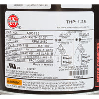 Motor, Nidec/US Motor, 0.75hp, 115/230v, 1-Spd, 48Yfr, SQFL