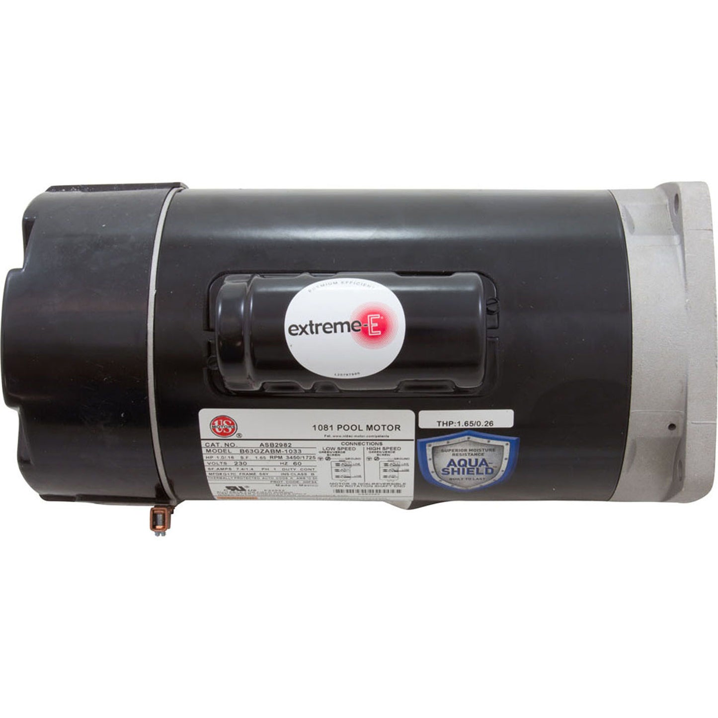 Motor, Nidec/US Motor, 1.0hp, 230v, 2-Spd, 56Yfr, SQFL, Full